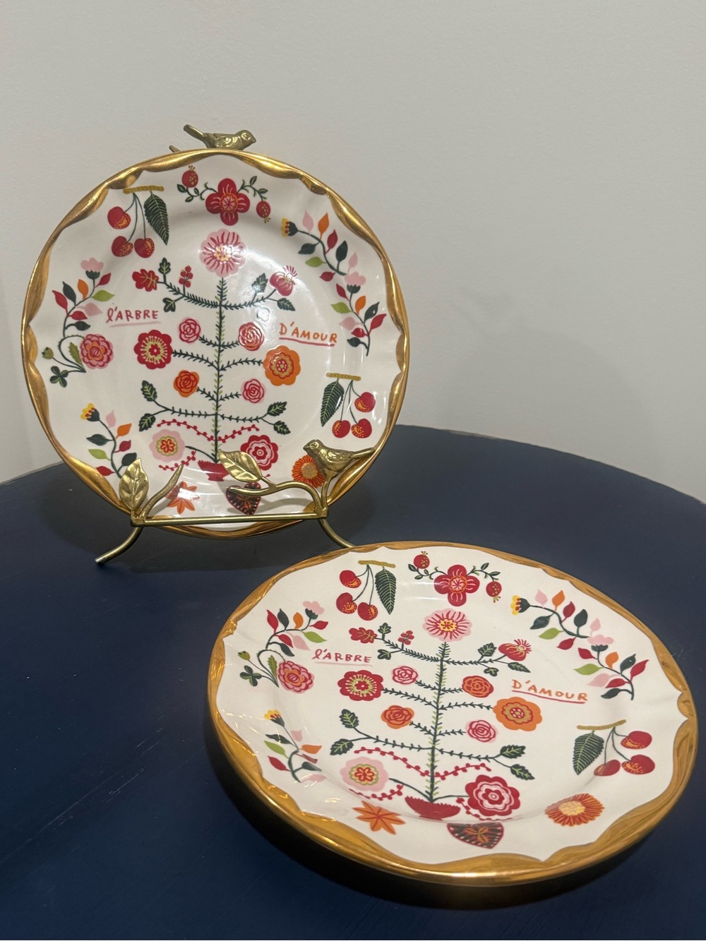 Anthropologie Nathalie Lété L’Arbre d’Amour Tree of Love 10” Plates Set of 2